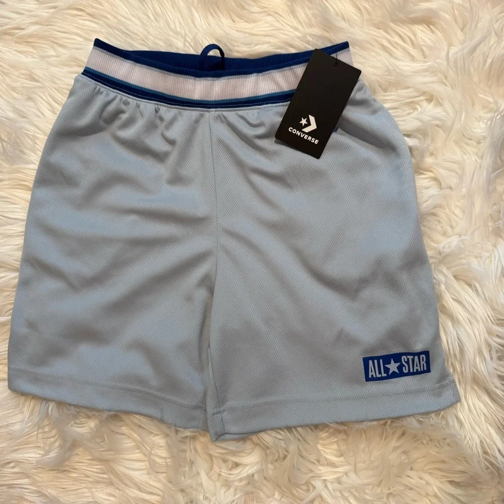 Converse Boys Basketball Shorts M 10-12 Blue Mesh‎ Athletic NWT